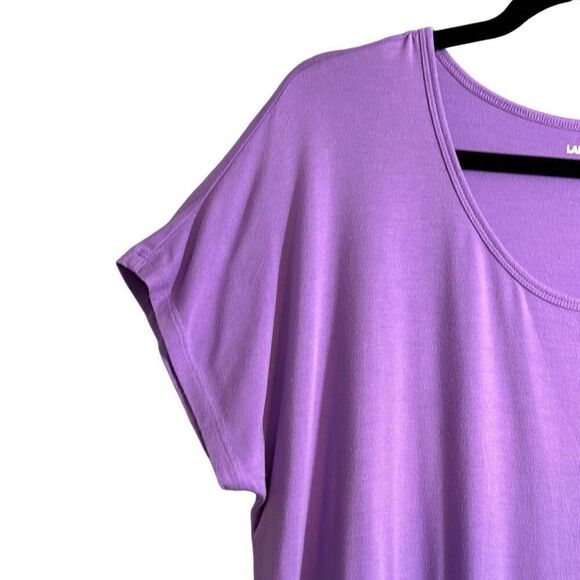 Lands End purple tee scoop neck hem short sleeve L - Picture 3 of 8
